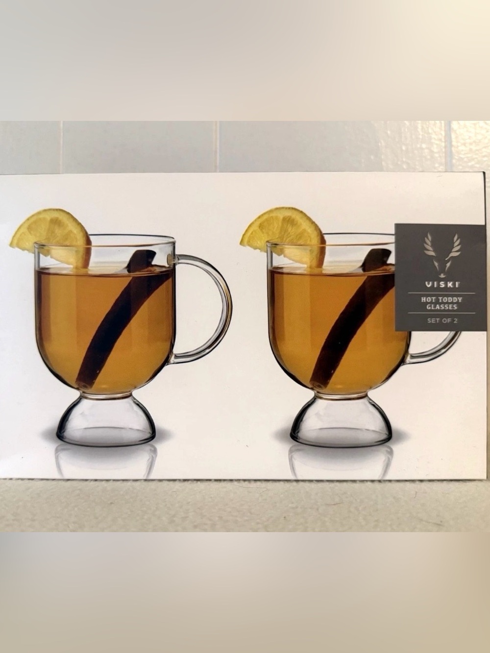 Viski Hot Toddy Glasses Set Of 2 Clear Glass 12oz New In Box